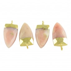 Pink opal dagger shape electro gold plated gemstone charm pendant